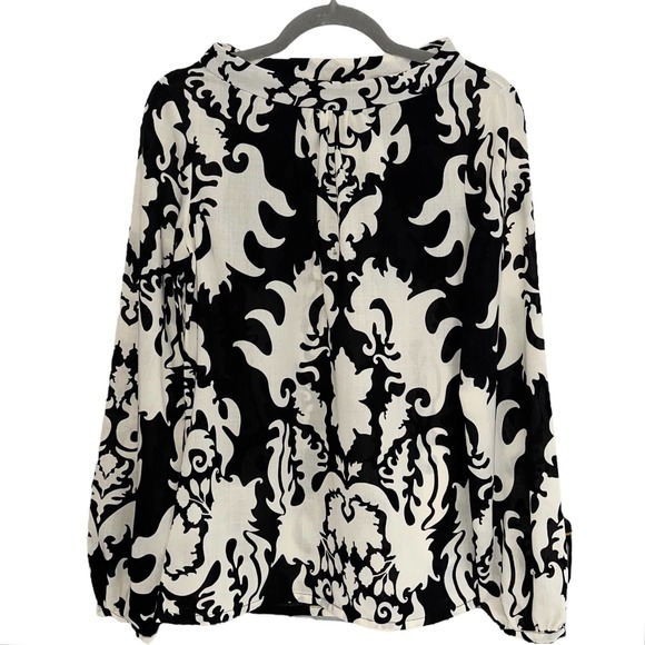 Tory Burch Wool Blend Semi Sheer Baroque Print Blouse Long Sleeve Top Size 6 - Picture 1 of 7